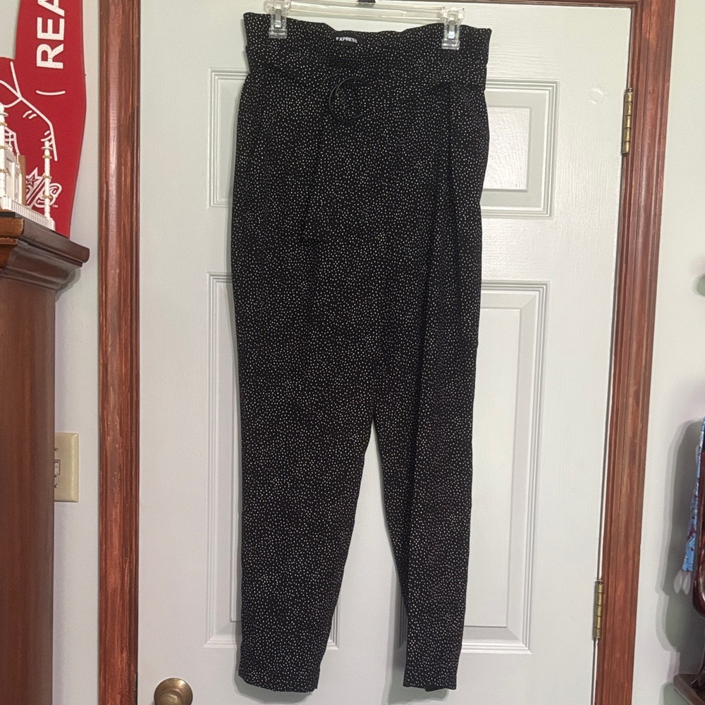 Express Black and White Straight Leg Pants